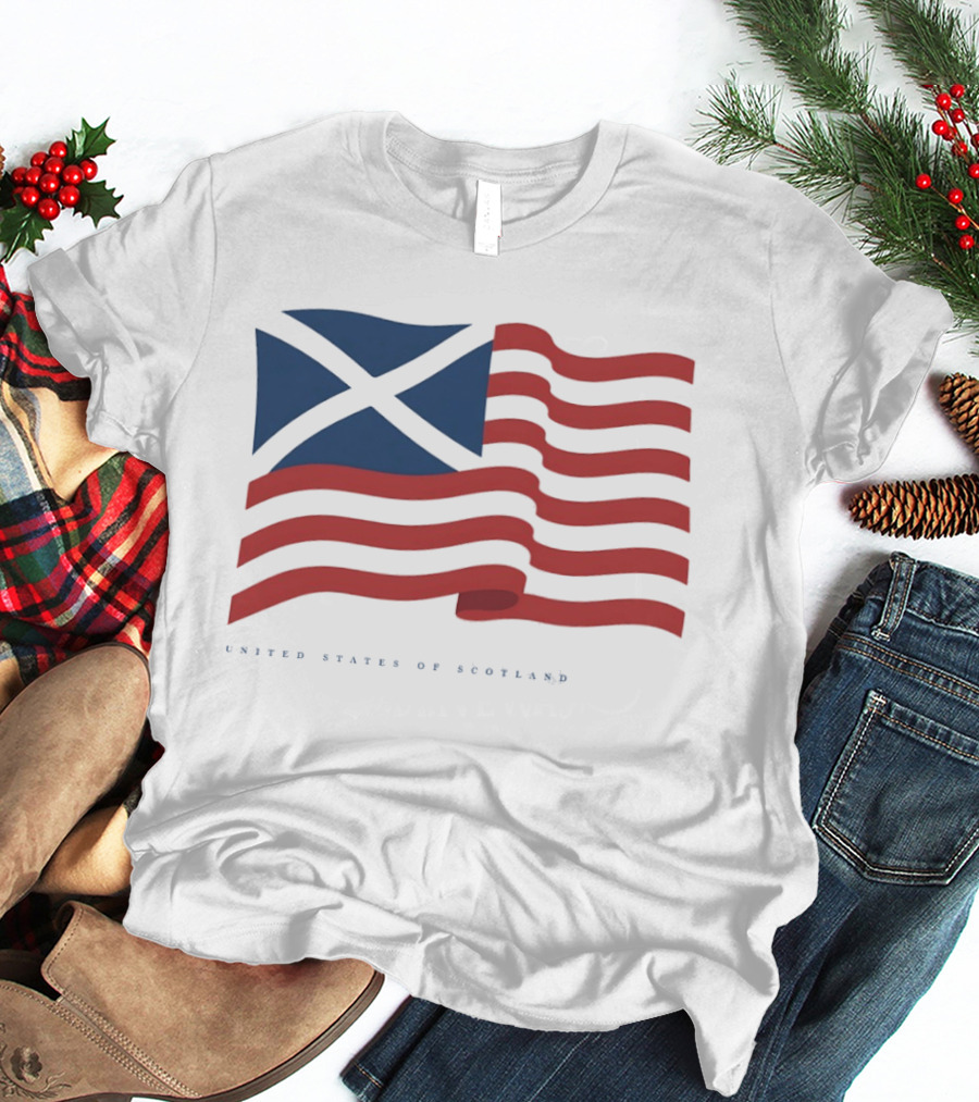 United States Of Scotland Flag USA Scottish American Symbol Mashup T-Shirt