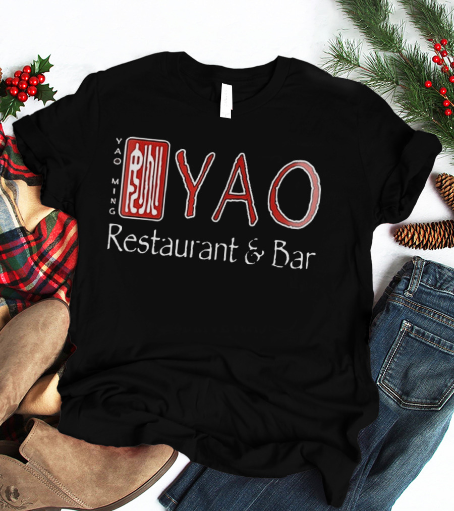 Yao Ming Restaurant & Bar 9755 Westheimer Rd. Houston TX 77042 Two Sided T-Shirt