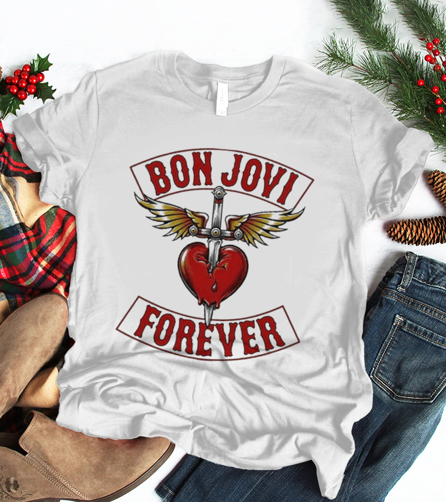 Bon Jovi Forever Heart With Wings And Dagger T-Shirt