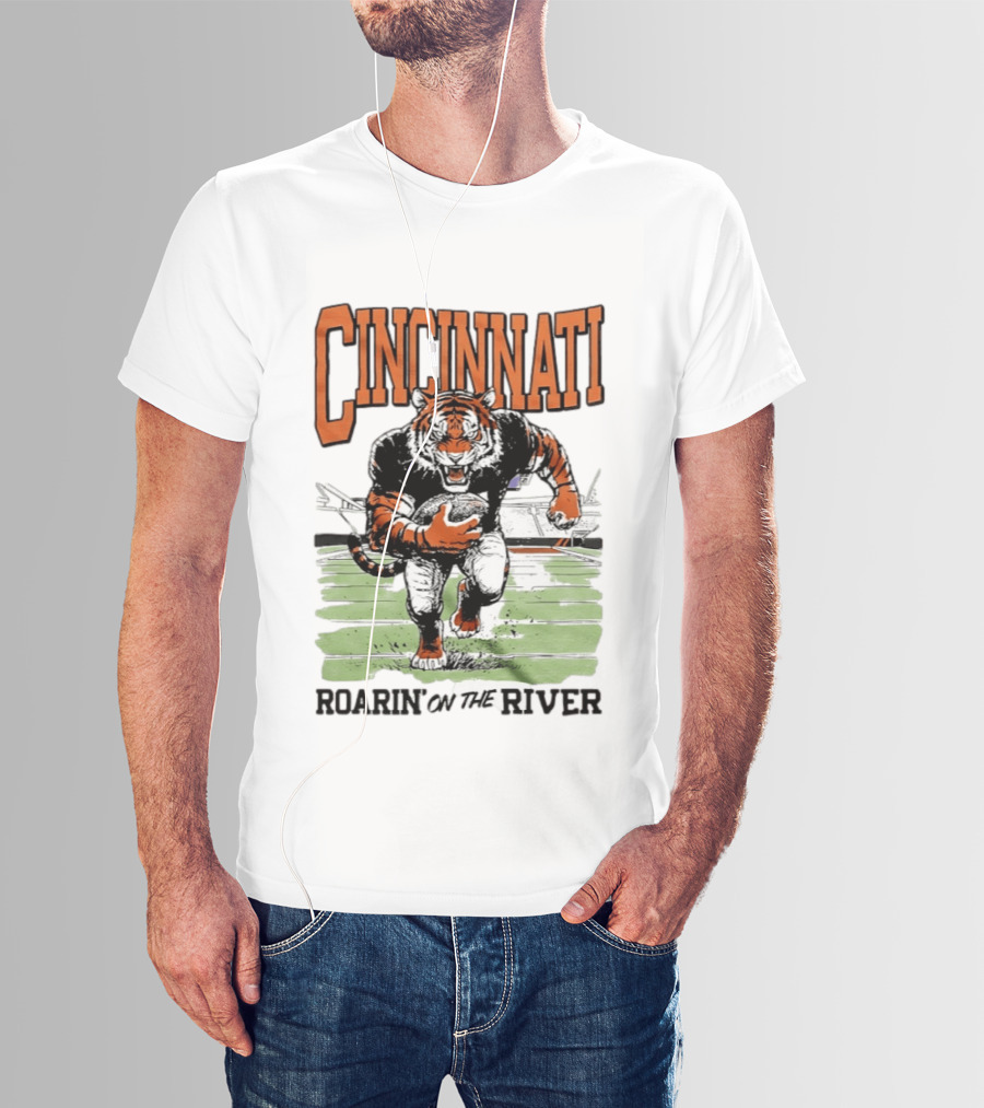 Cincinnati Roarin On The River Tiger Football Tiger T-Shirt