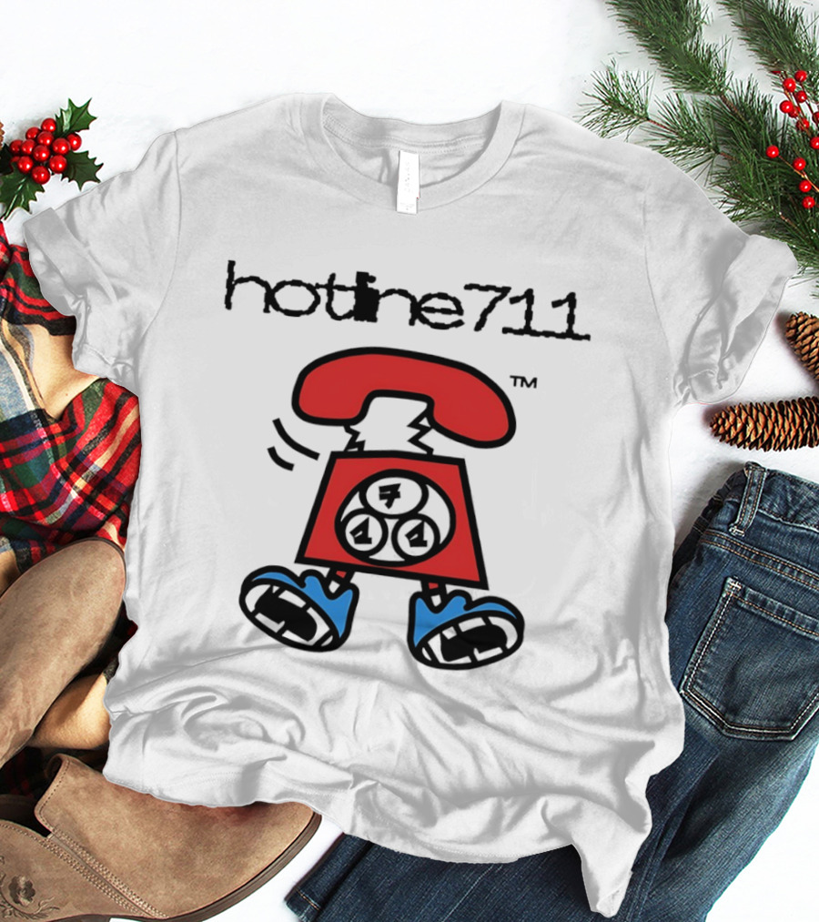 Hotline711 Retro Telephone Cartoon T-Shirt