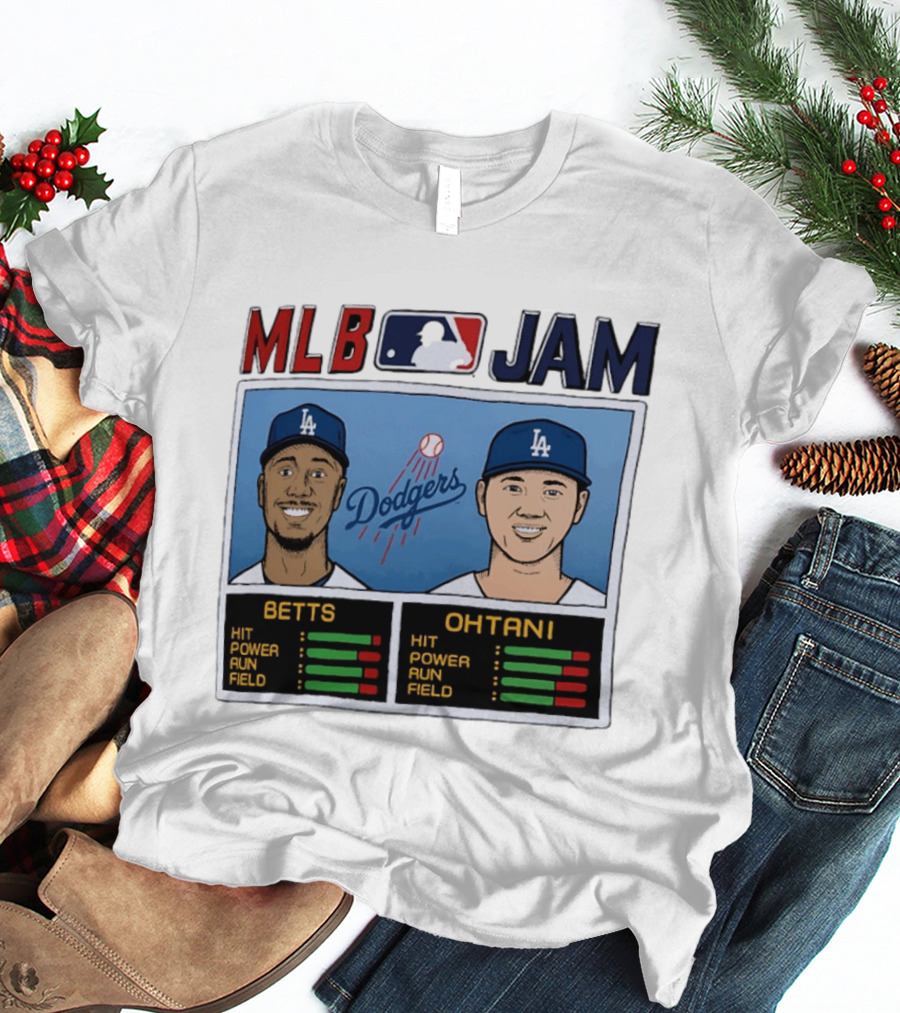 MLB Jam Mookie Betts Shohei Ohtani Dodgers Hit Power Run Field T-Shirt