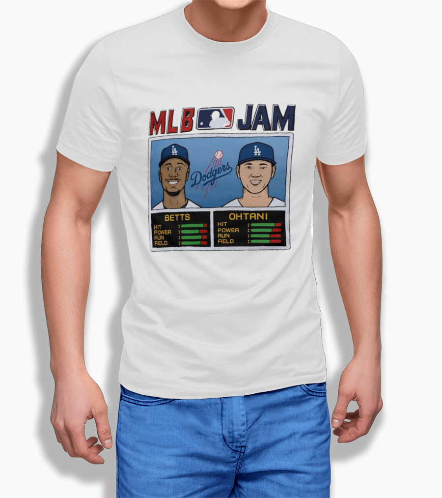 MLB Jam Mookie Betts Shohei Ohtani Dodgers Hit Power Run Field T-Shirt
