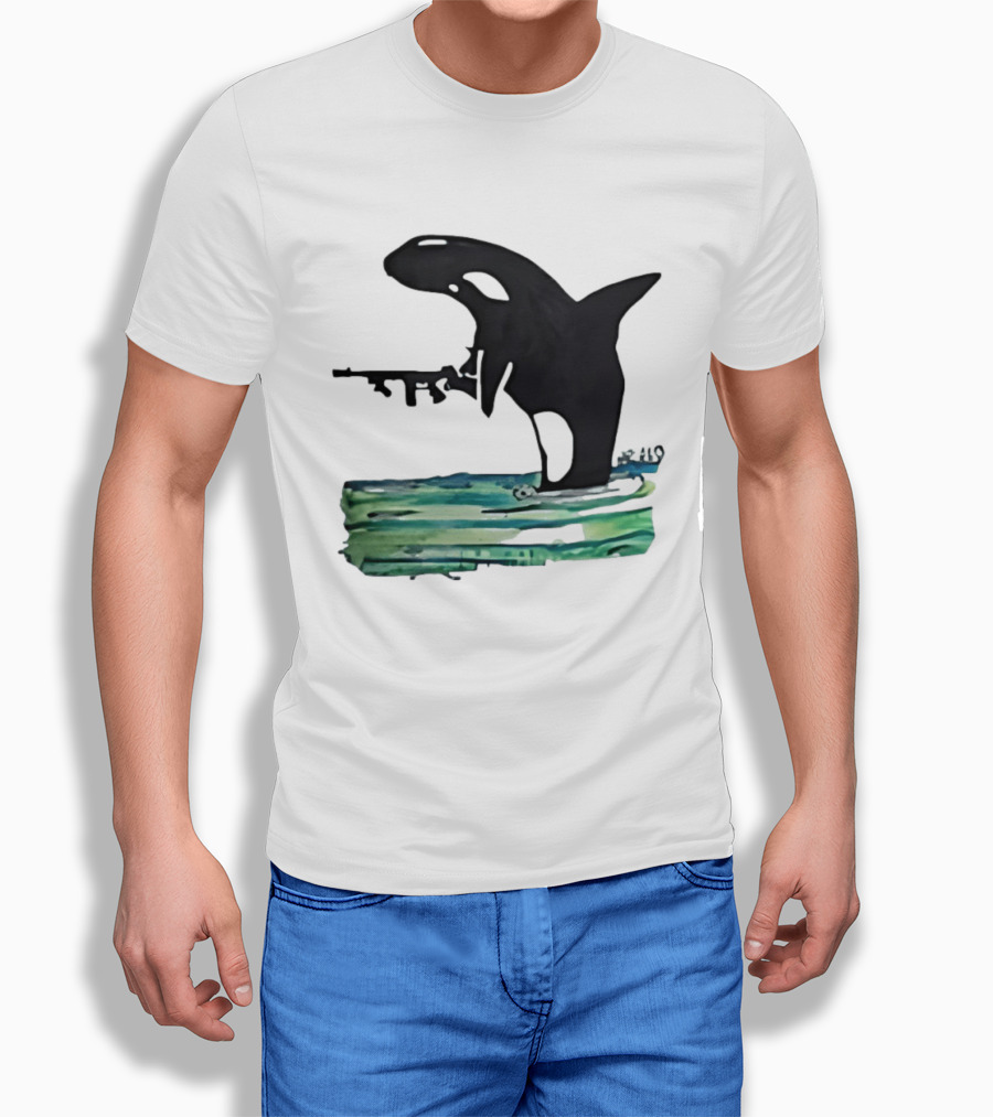 Orca Whale Holding A Machine Gun T-Shirt