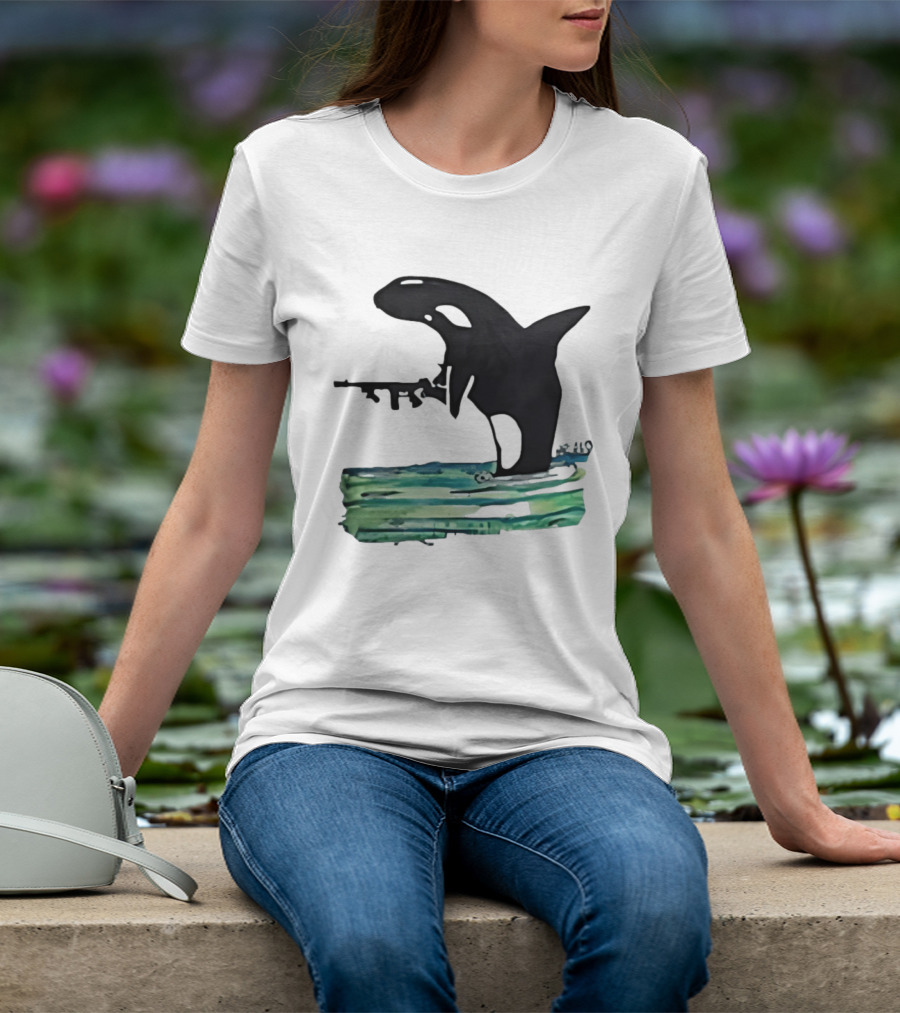 Orca Whale Holding A Machine Gun T-Shirt