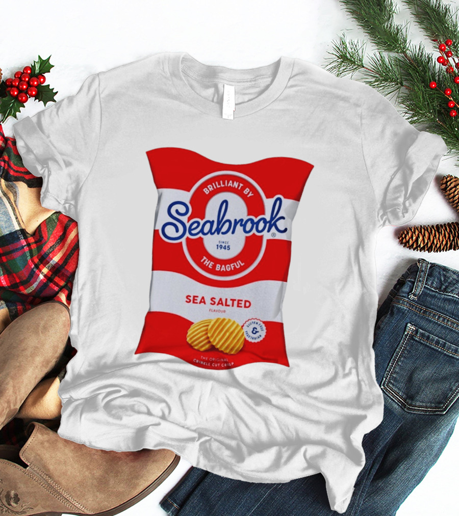 Seabrook Brilliant By The Bagful Sea Salted Flavour Since 1945 Crinkle Cut Crisps Gluten Free Vegetarian T-Shirt