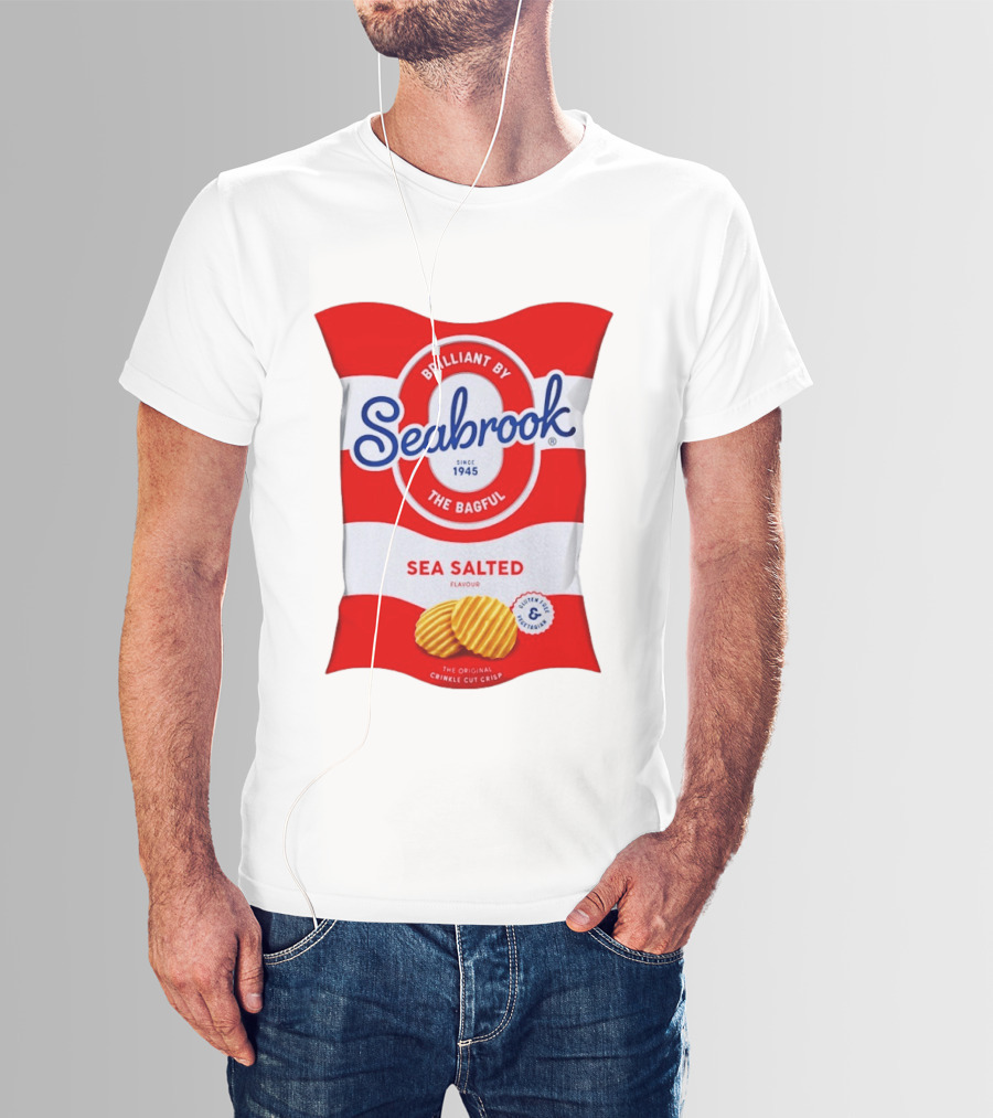 Seabrook Brilliant By The Bagful Sea Salted Flavour Since 1945 Crinkle Cut Crisps Gluten Free Vegetarian T-Shirt