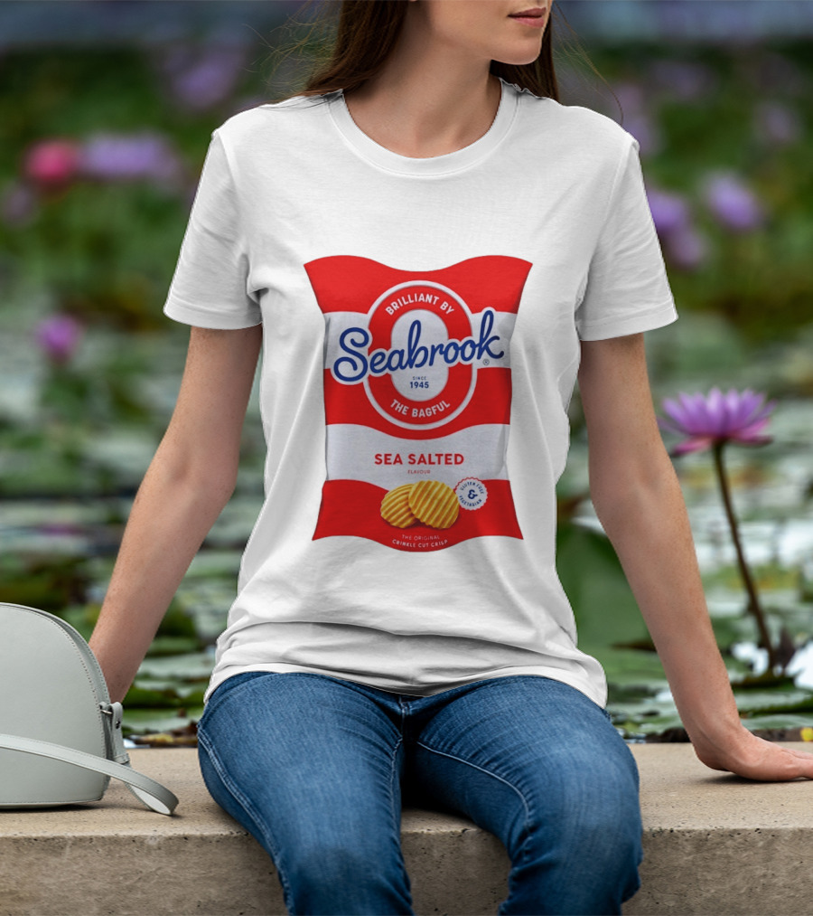 Seabrook Brilliant By The Bagful Sea Salted Flavour Since 1945 Crinkle Cut Crisps Gluten Free Vegetarian T-Shirt