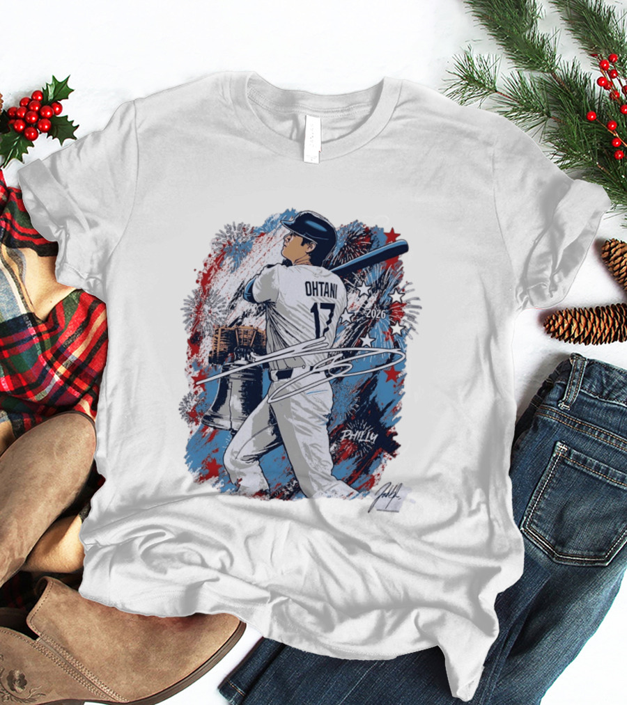 Shohei Ohtani 2026 Philly Liberty Bell Baseball Fireworks T-Shirt