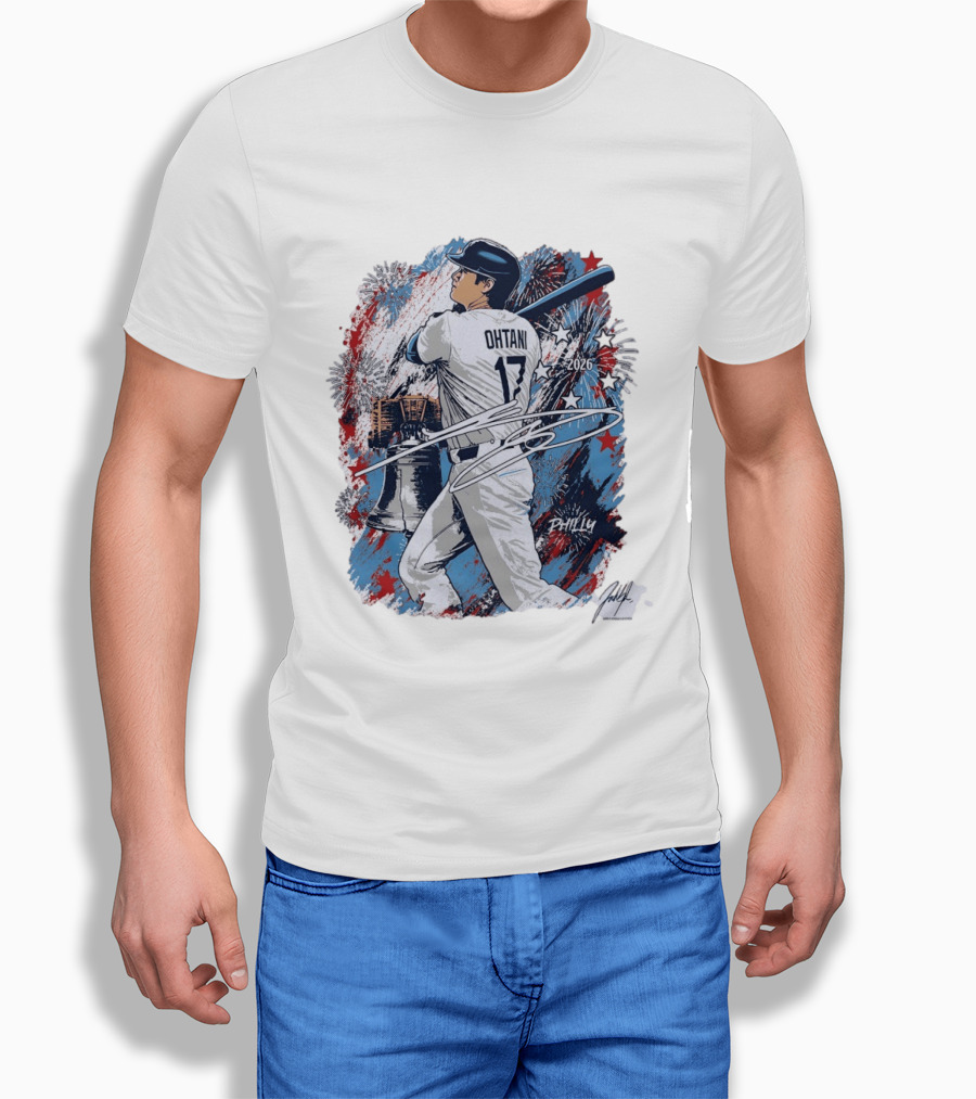 Shohei Ohtani 2026 Philly Liberty Bell Baseball Fireworks T-Shirt