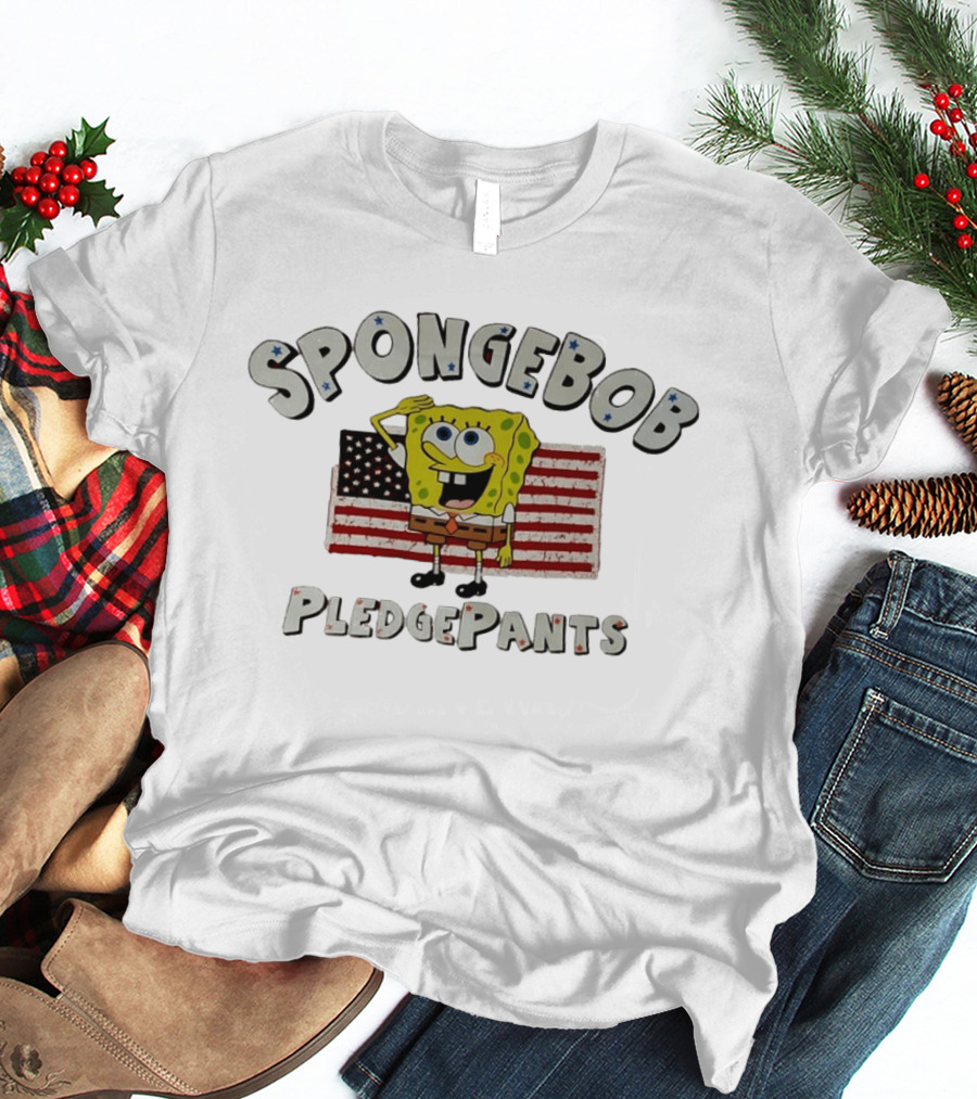 Spongebob Pledgepants American Flag Salute T-Shirt