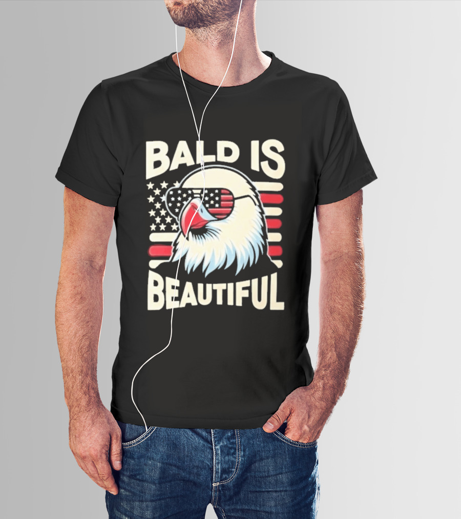 Bald Is Beautiful USA Patriotic Eagle Stars And Stripes T-Shirt