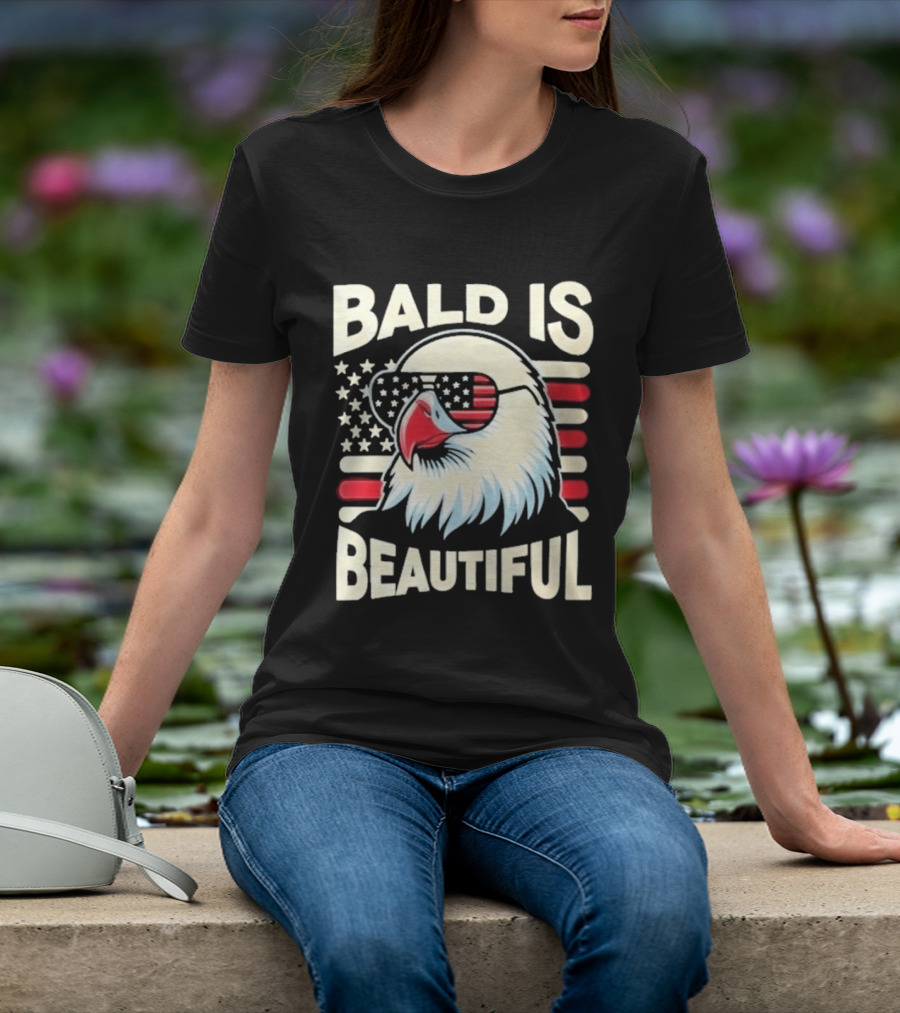 Bald Is Beautiful USA Patriotic Eagle Stars And Stripes T-Shirt