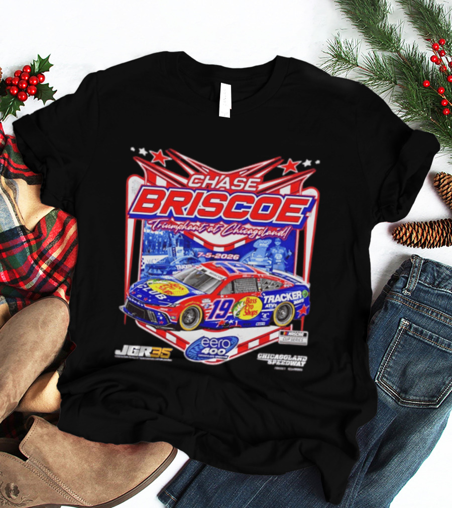 Chase Briscoe Triumph At Chicagoland July 5 2026 Eero 400 Cup Series Race Winner Bass Pro Shops 19 Tracker Boats Chicagoland Speedway T-Shirt