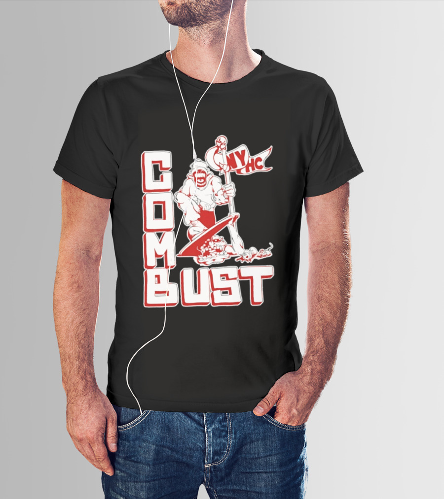 New York Hardcore Combat Bust NYHC Monster Flag T-Shirt