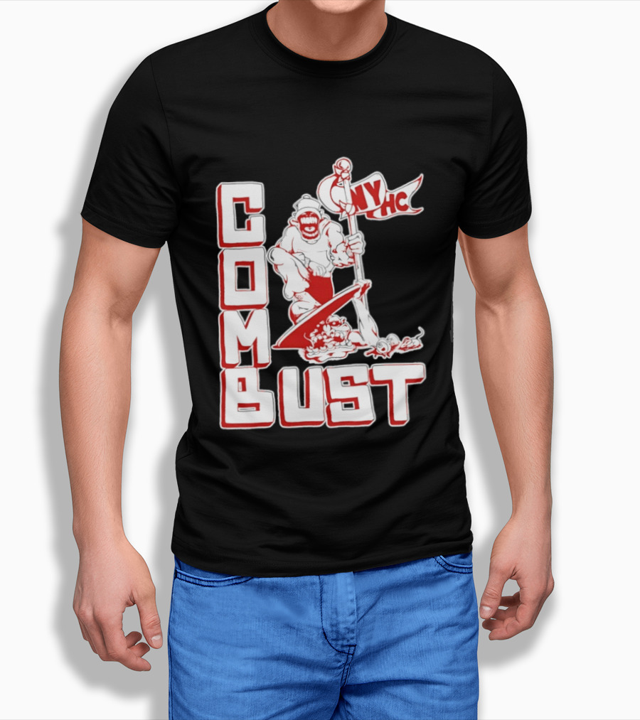 New York Hardcore Combat Bust NYHC Monster Flag T-Shirt