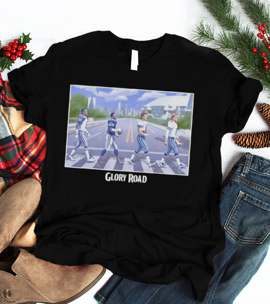 Dallas Cowboys Iconic Players Walking Glory Road Stadium T-Shirt