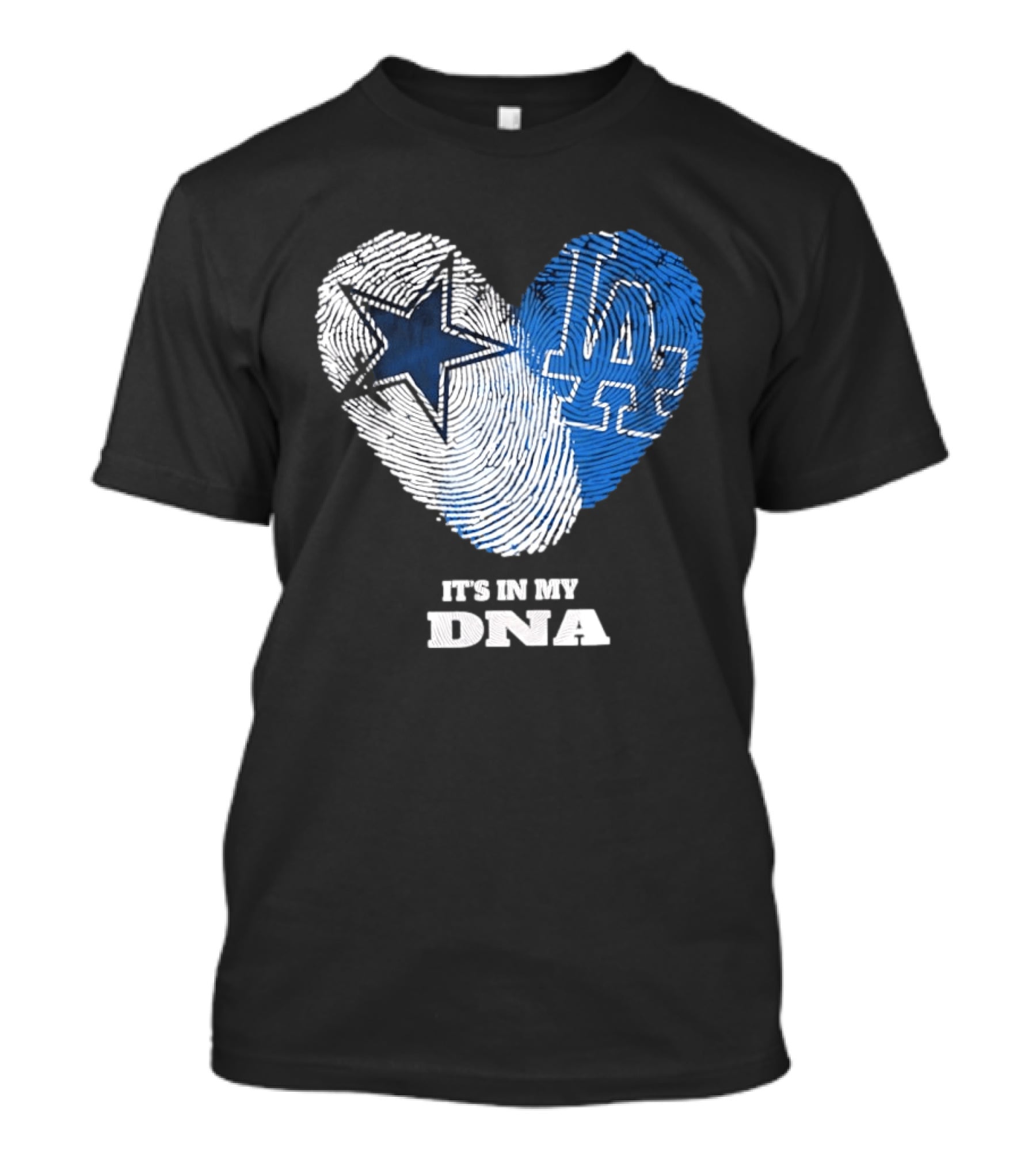Dallas Cowboys Los Angeles Dodgers It's In My DNA Fingerprint Heart T-Shirt