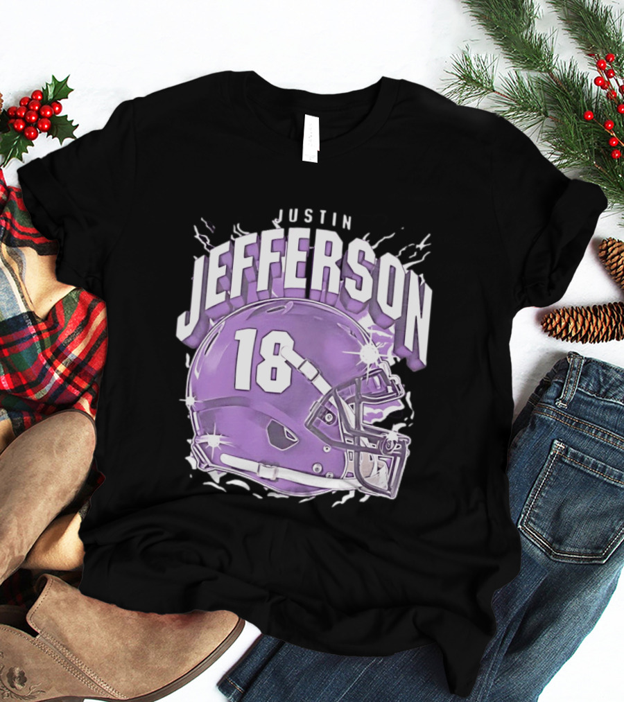 Justin Jefferson 18 Minnesota Vikings Helmet T-Shirt