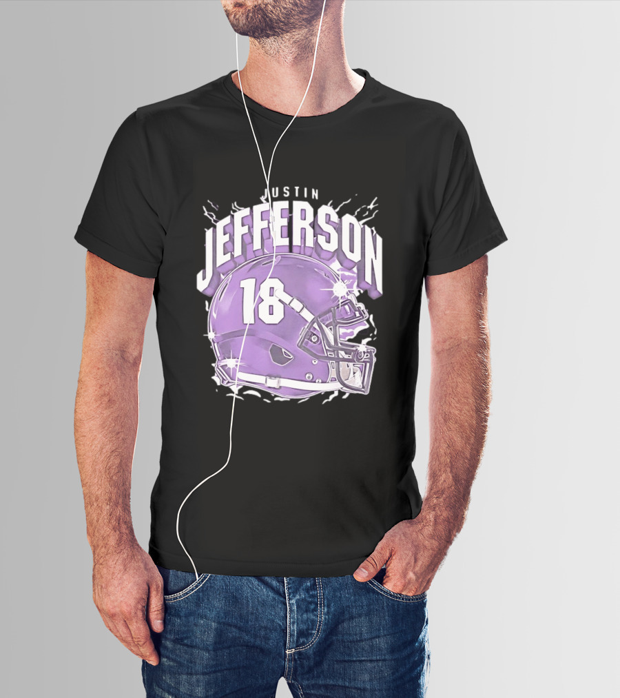 Justin Jefferson 18 Minnesota Vikings Helmet T-Shirt