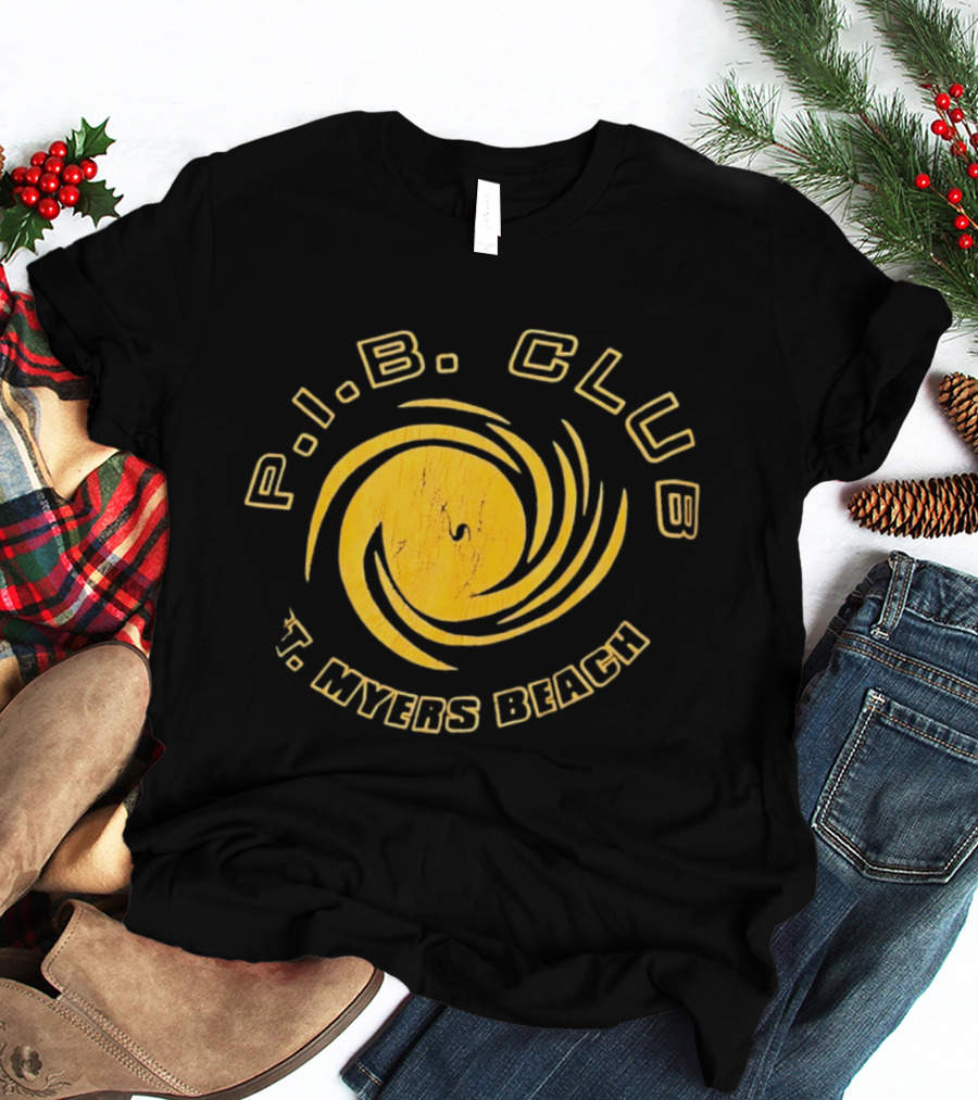 P.I.B. Club Ft Myers Beach Distressed Vintage Style Spiral T-Shirt