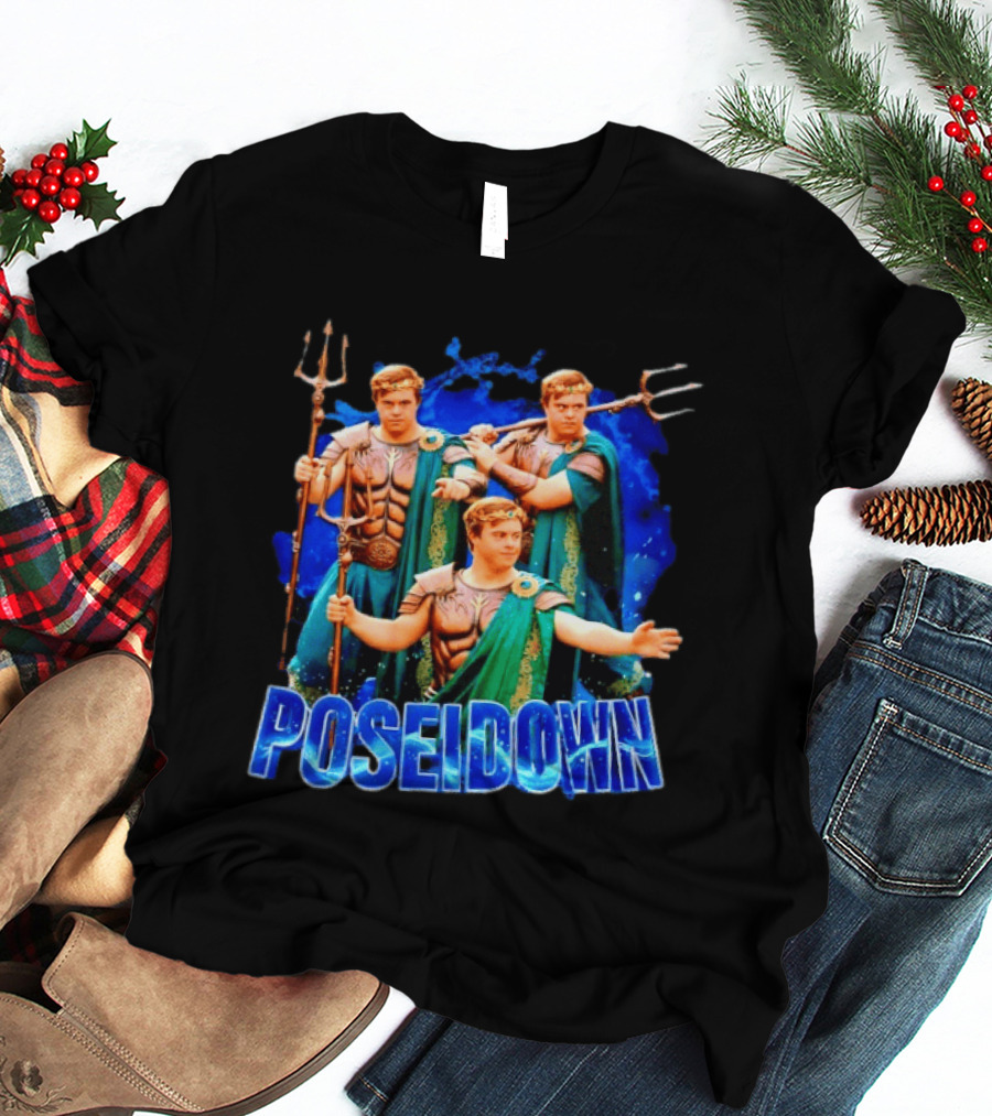 Poseidown Poseidon Down Syndrome Meme Greek God Trident T-Shirt