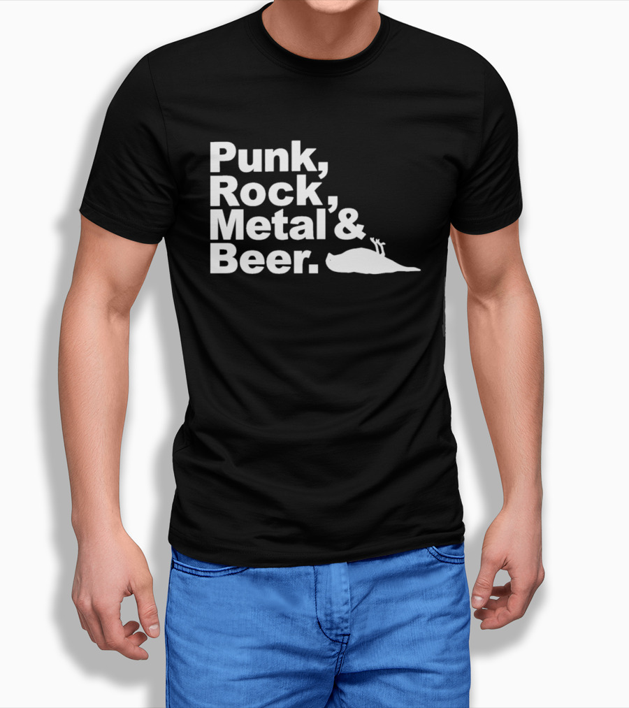 Punk Rock Metal Beer Bird Gesture T-Shirt