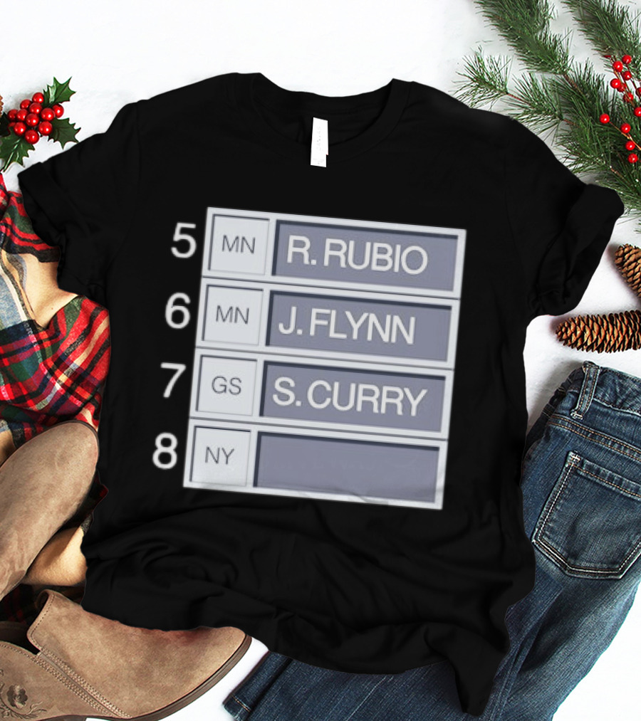 5 R. Rubio 6 J. Flynn 7 S. Curry 2009 NBA Draft Picks List T-Shirt