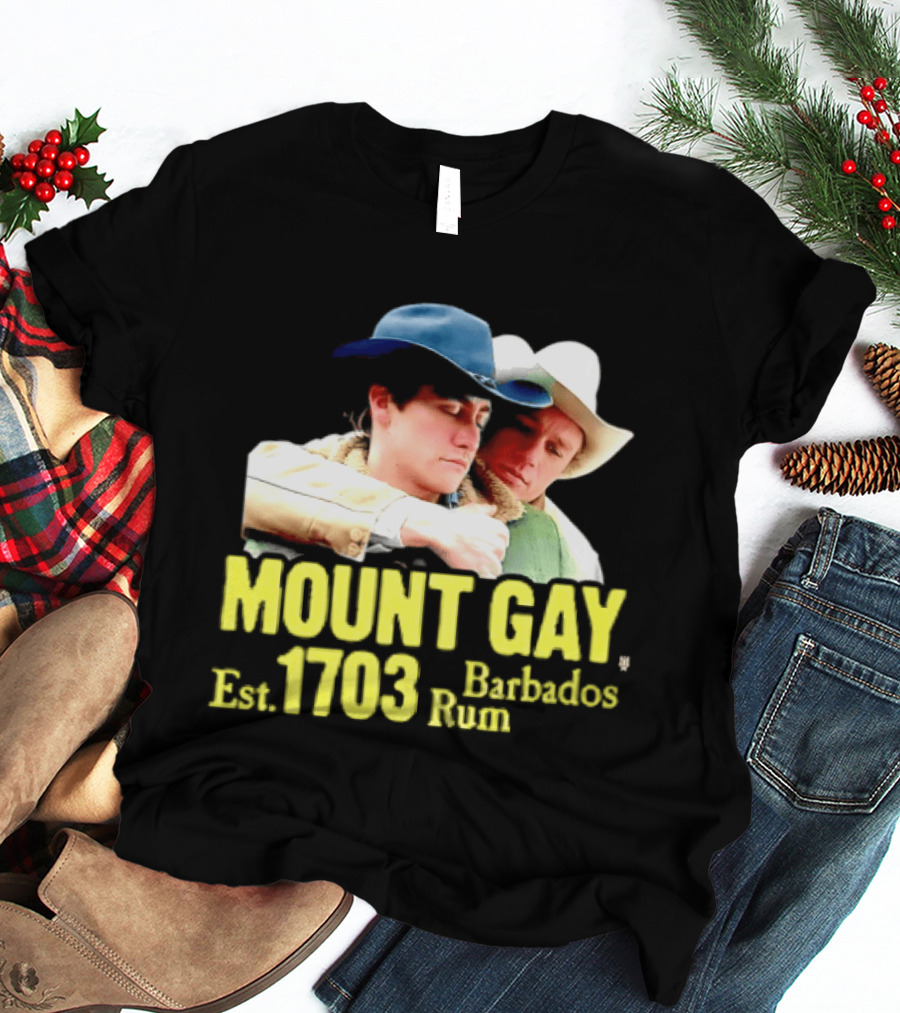 Mount Gay Est 1703 Barbados Rum Brokeback Mountain Cowboys T-Shirt