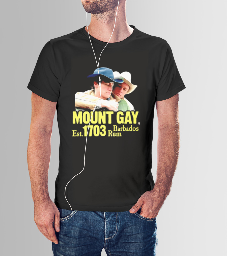 Mount Gay Est 1703 Barbados Rum Brokeback Mountain Cowboys T-Shirt