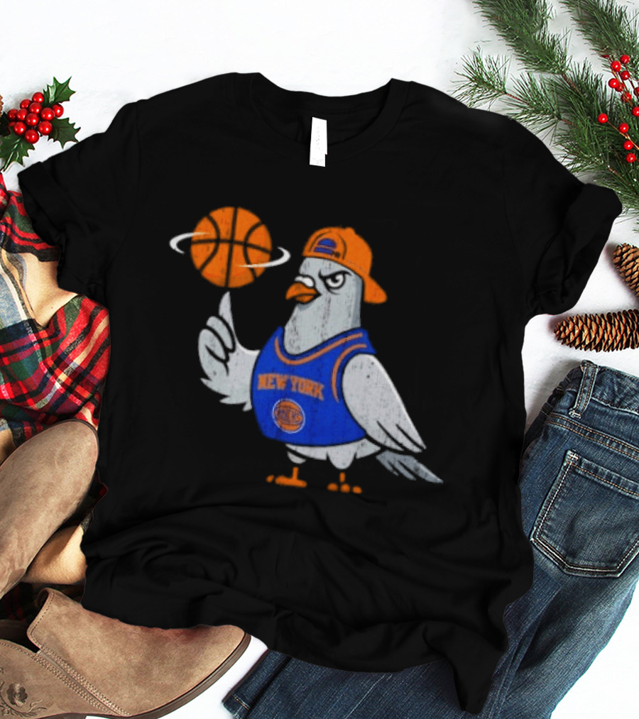 New York Knicks Pigeon Basketball Spin T-Shirt