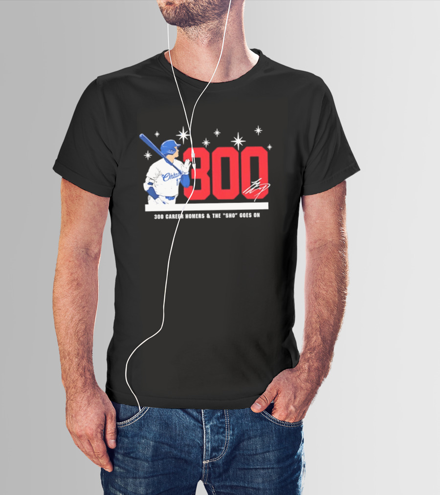 Shohei Ohtani 300 Homers The Sho Goes On Baseball T-Shirt