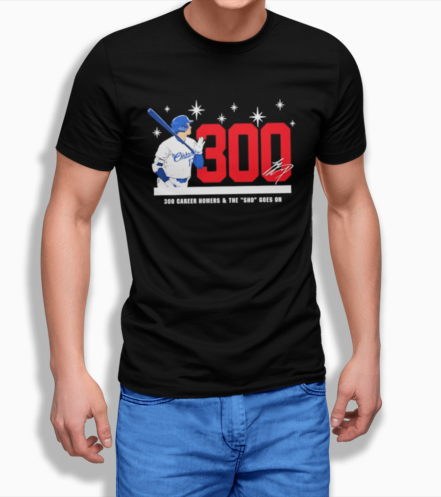 Shohei Ohtani 300 Homers The Sho Goes On Baseball T-Shirt