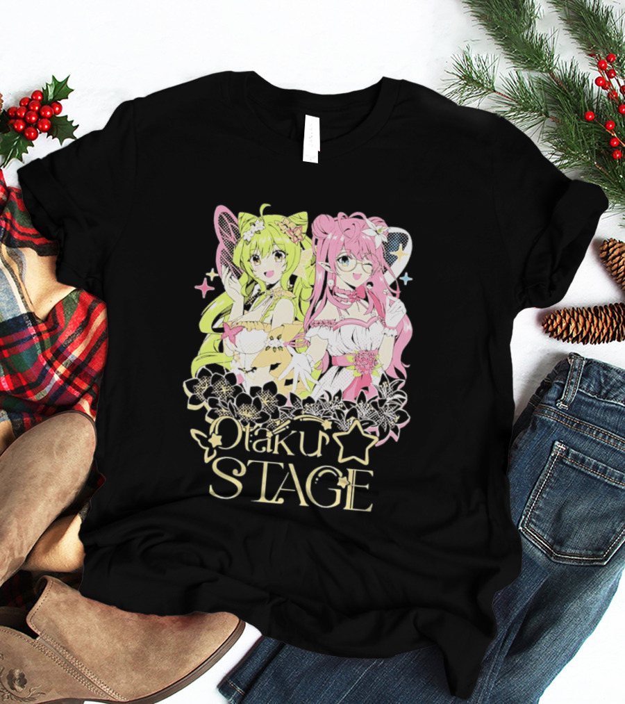 Otaku Stage Manga Kawaii Anime Girls Floral T-Shirt