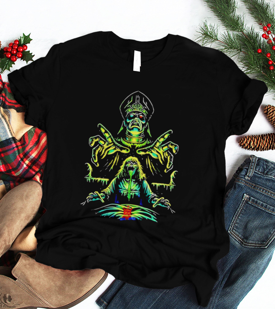 Papa Emeritus Exorcist Horror Green Neon Heavy Metal Ghost T-Shirt