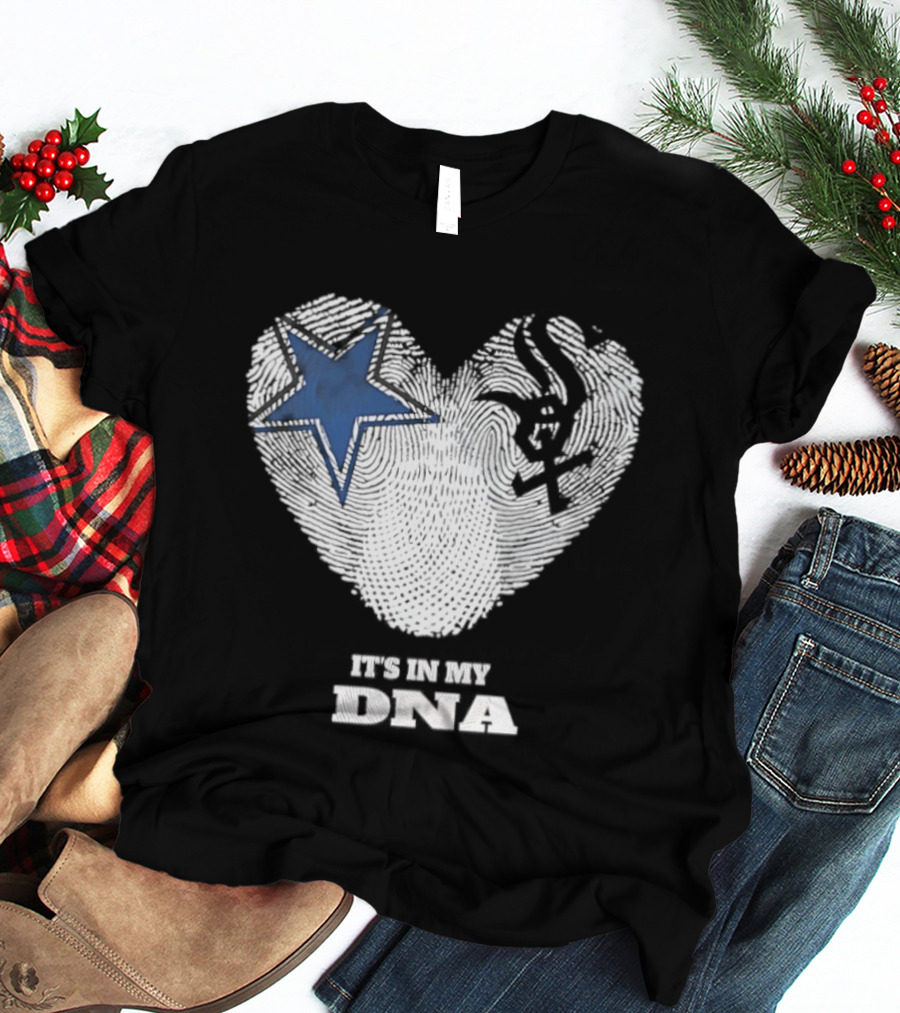 Dallas Cowboys Chicago White Sox It's In My DNA Heart Fingerprint T-Shirt
