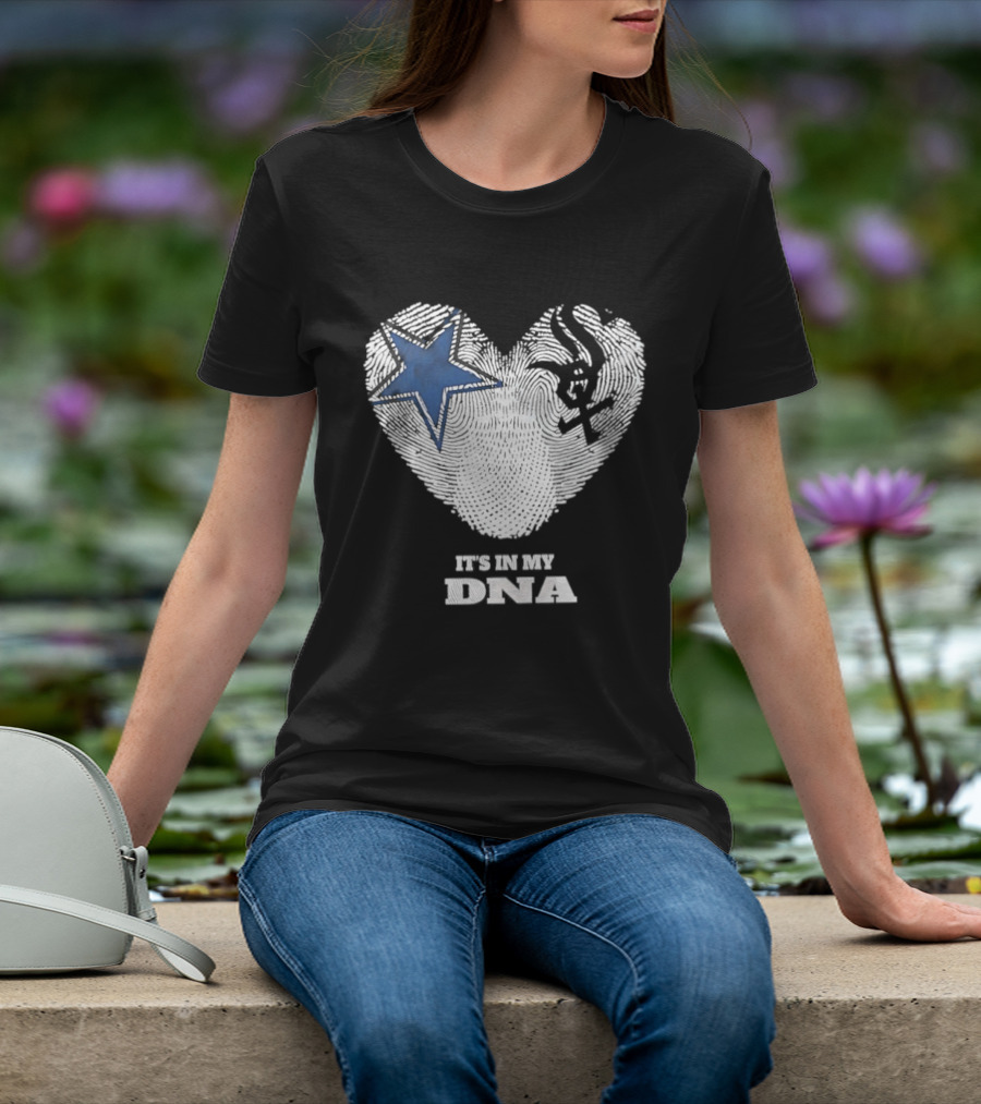 Dallas Cowboys Chicago White Sox It's In My DNA Heart Fingerprint T-Shirt