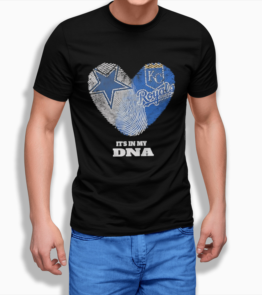 Dallas Cowboys Kansas City Royals Heart It's In My DNA T-Shirt