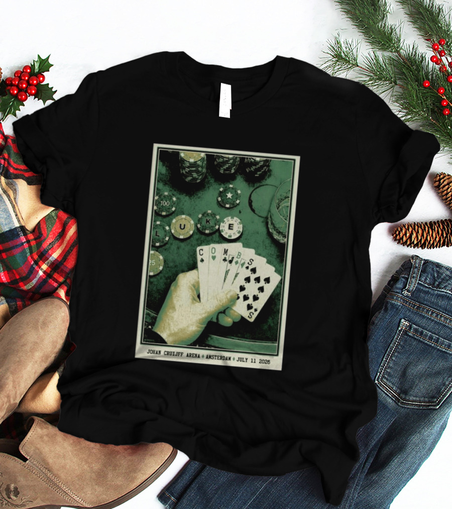 Luke Combs Poker Themed Johan Cruijff Arena Amsterdam July 11 2026 Tour T-Shirt