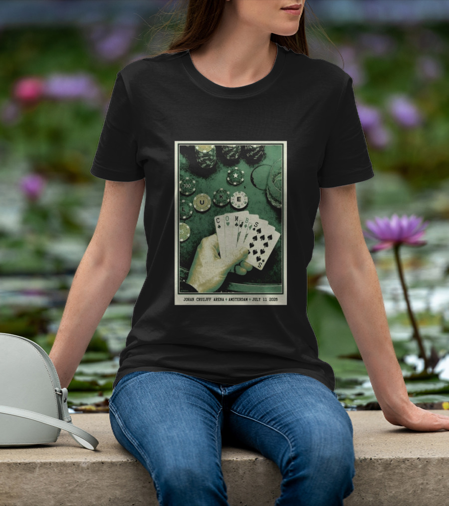Luke Combs Poker Themed Johan Cruijff Arena Amsterdam July 11 2026 Tour T-Shirt