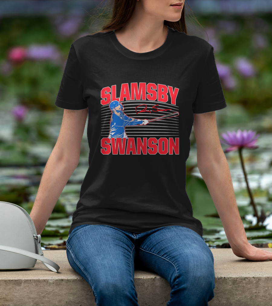 Dansby Swanson Chicago Cubs Slamsby Baseball Slugger 2 3 Swing T-Shirt