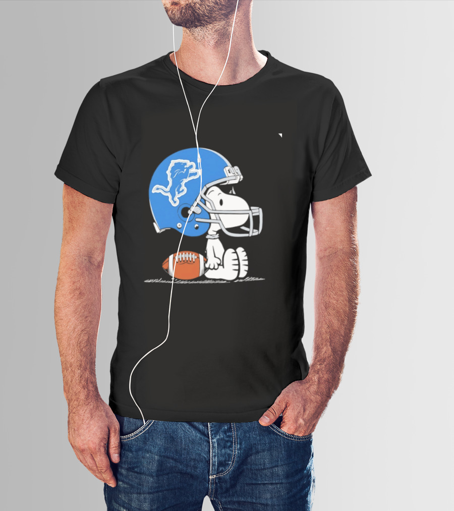 Snoopy Detroit Lions Football Helmet Collaboration NFL Peanuts T-Shirt