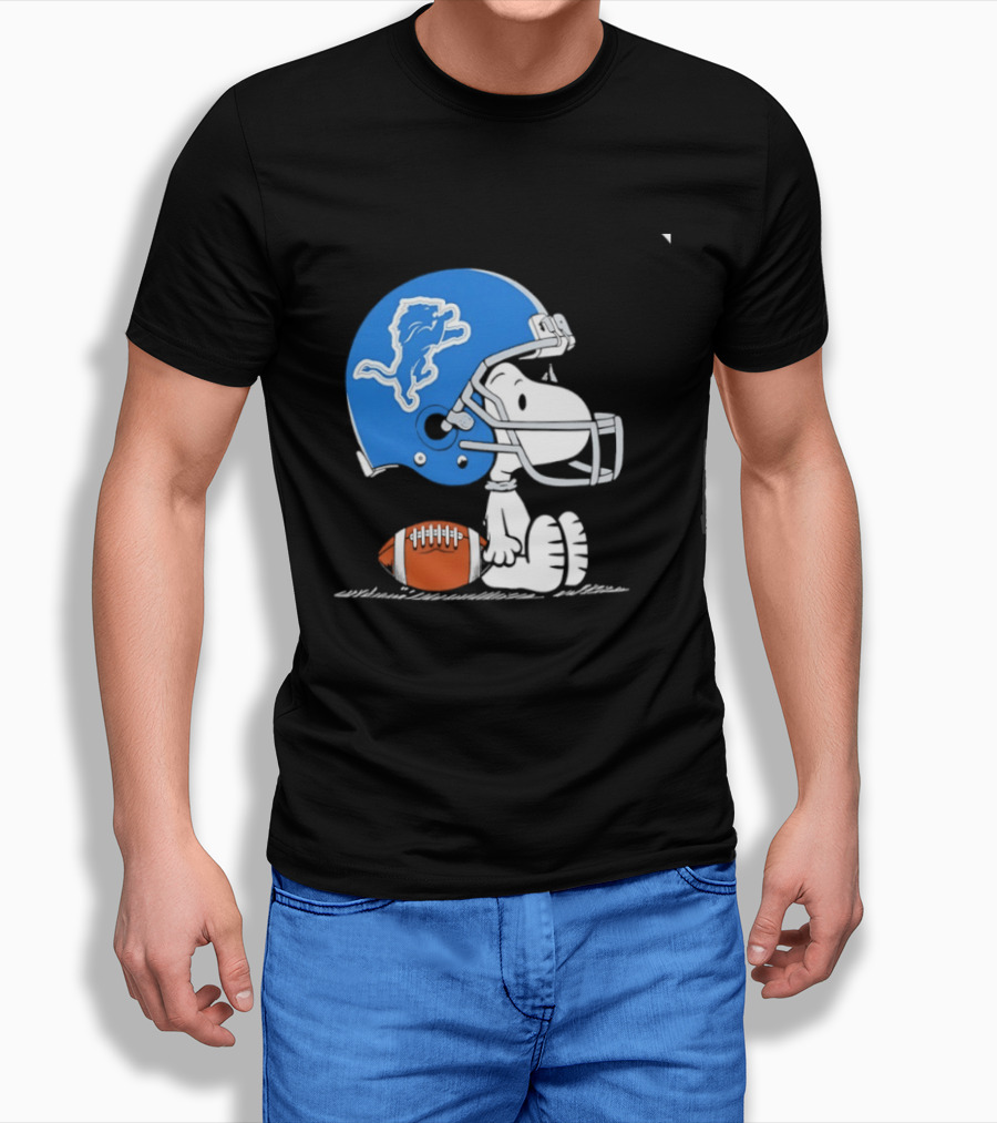 Snoopy Detroit Lions Football Helmet Collaboration NFL Peanuts T-Shirt