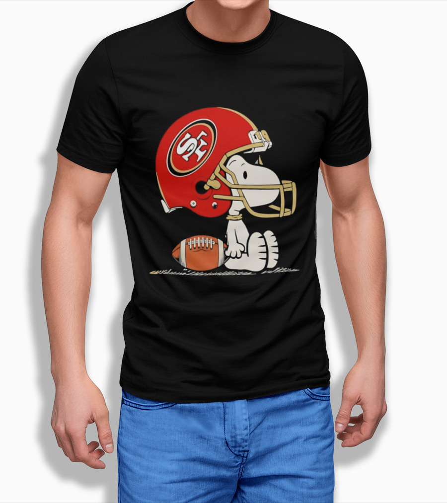 Snoopy San Francisco 49ers Football Helmet Peanuts NFL Collaboration T-Shirt