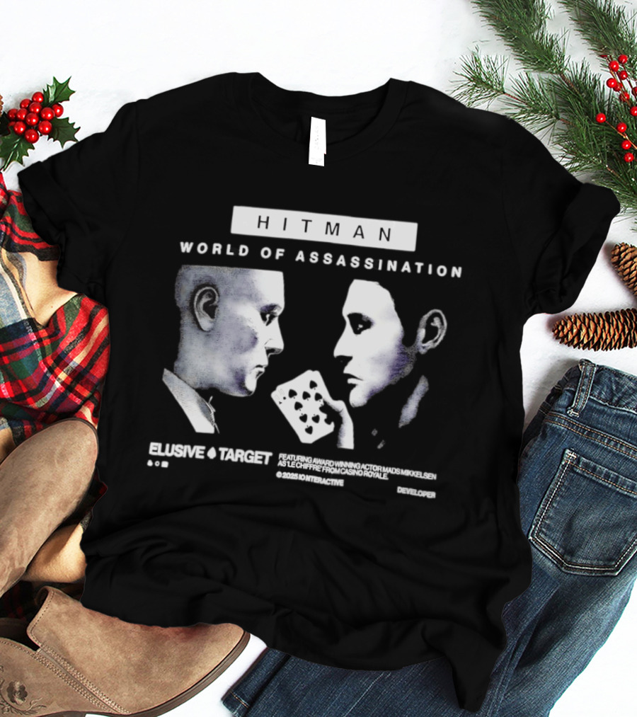 HITMAN World Of Assassination Elusive Target Featuring Mads Mikkelsen As Le Chiffre From Casino Royale © 2023 IO Interactive T-Shirt