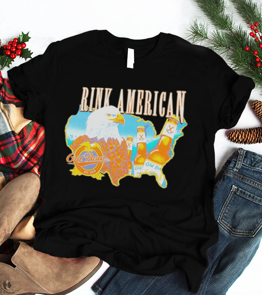 Old Row Drink American Bald Eagle Beer USA Map Rink American T-Shirt