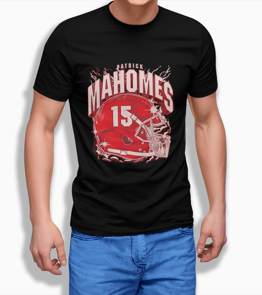 Patrick Mahomes 15 Helmet Kansas City Chiefs Explosion T-Shirt