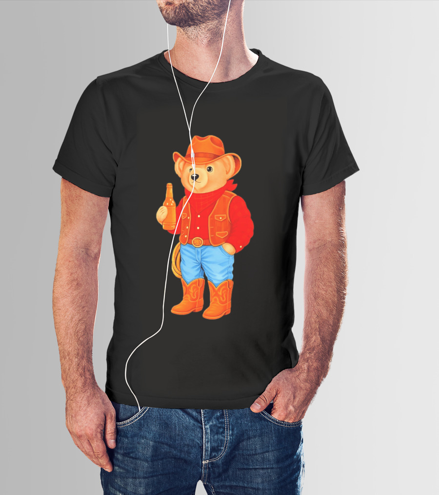 Polo Bear Cowboy Western Boots Hat And Bottle T-Shirt