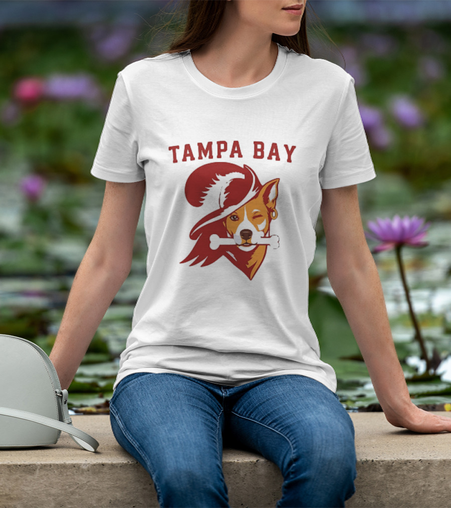 Tampa Bay Dog Pirate With Bone And Hat T-Shirt