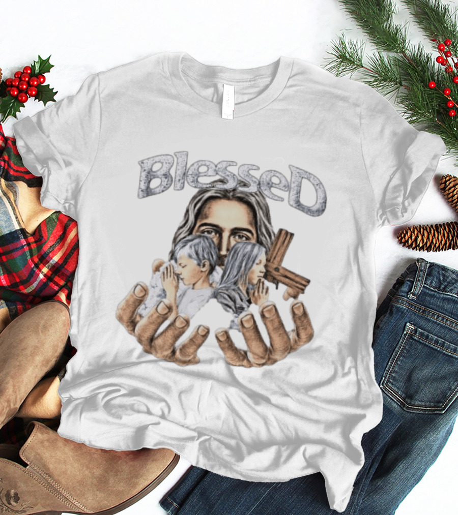 Blessed Jesus With Children And Cross In Hands T-Shirt